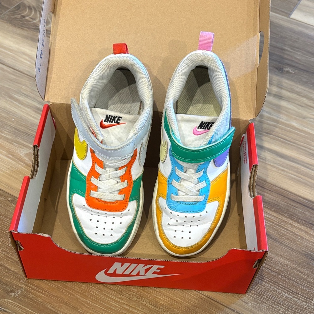 NIKE COURT BOROUGH LOW RC BP Kids Colorful Sneakers -Green,Orange,Blue,Purple